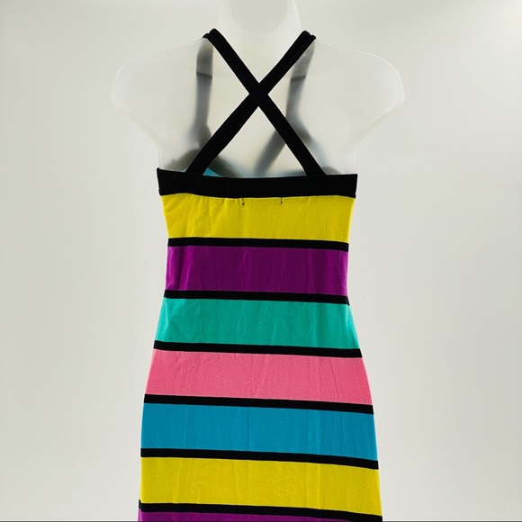 DEREK HEART Colorful Striped Maxi Dress A01 - Picture 5 of 8